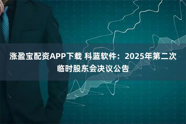 涨盈宝配资APP下载 科蓝软件：2025年第二次临时股东会决议公告