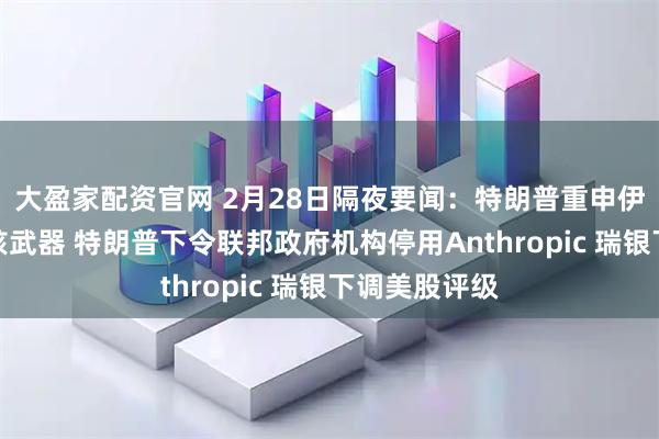 大盈家配资官网 2月28日隔夜要闻：特朗普重申伊朗不能拥有核武器 特朗普下令联邦政府机构停用Anthropic 瑞银下调美股评级