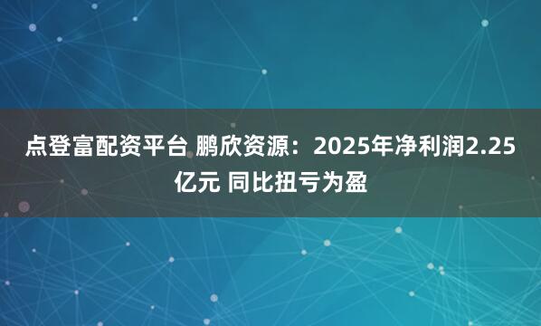 点登富配资平台 鹏欣资源：2025年净利润2.25亿元 同比扭亏为盈